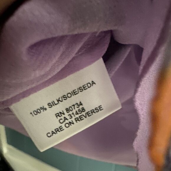 BCBGmaxazria Floral Print SILK Peasant Blouse Women’s Size L Large Chiffon - Picture 7 of 11